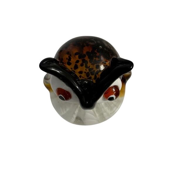Murano Style Glass Owl Brown Paperweight Figurine 5.5" by 4" - Picture 5 of 6
